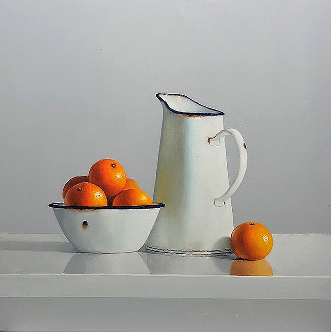 Enamelware Pitcher with Oranges by Peter Dee